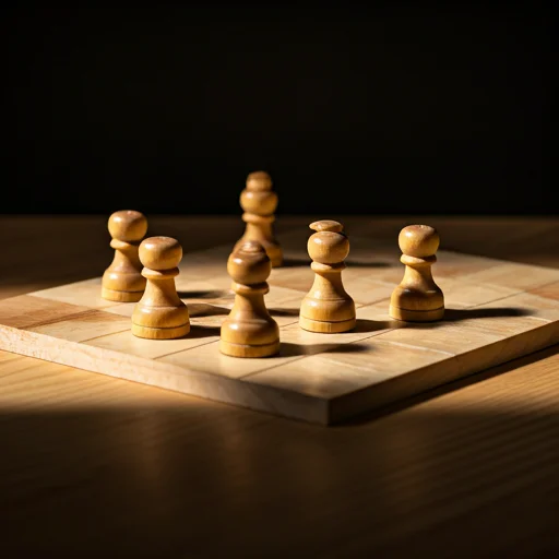 Houten bordspelstukken minimalistisch bord dramatisch schaduwlicht
